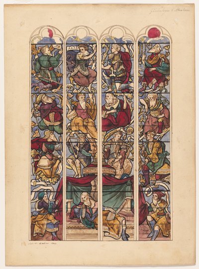 Estudio para cuatro vitrales Genealogía de Abraham, 1844 de Achille Devéria