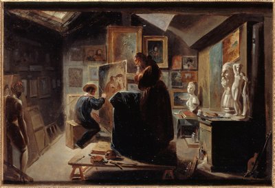 Pose de modelo, hacia 1838 (óleo sobre papel y lienzo) de Achille Devéria