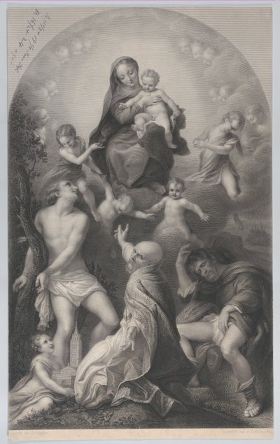 La Madonna de San Sebastián, con la Virgen y el Niño, rodeados de ángeles, 1847 de Achille Désiré Lefèvre
