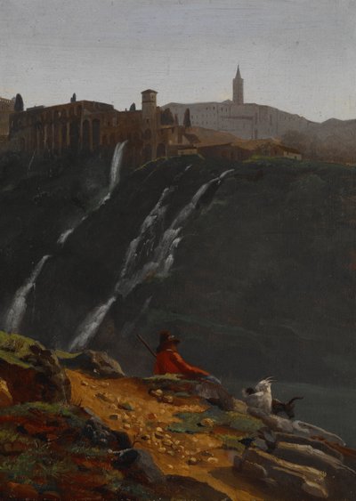 Cabrero frente a las cataratas de Tívoli de Achille Etna Michallon