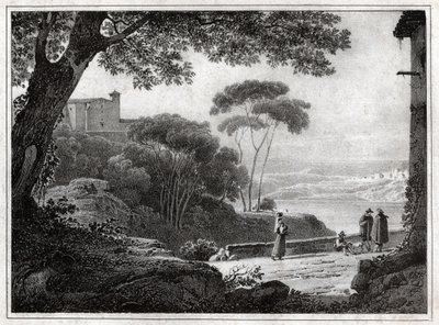 Lago Albano (grabado alrededor de 1820) de Achille Etna Michallon