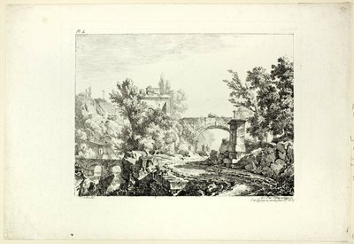 Paisaje, placa IV de Achille Etna Michallon
