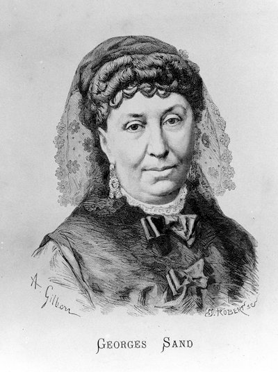 Retrato de George Sand (Aurore Dupin, Baronesa Dudevant) (1804-1876) por A. Gilbern de Achille Isidore Gilbert