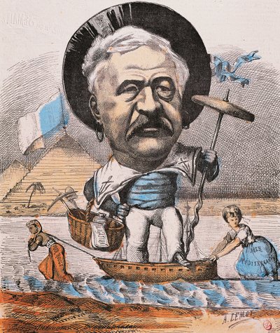 Ingeniero francés Ferdinand de Lesseps en la inauguración del Canal de Suez de Achille Lemot