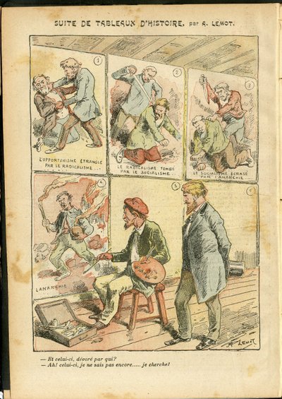 Ilustración de Achille Lemot (1846-1909) en Le Pelerin, 20/05/06 - Serie de pinturas históricas - Anarquismo, Radicalismo, Arte, Revolución, Oportunismo, Inseguridad, Socialismo - Pintores artistas de Achille Lemot
