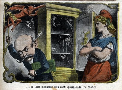 Sin embargo, estaba bien abastecido cuando te lo di. Caricatura de Pierre Marie René Waldeck-Rousseau (1846-1904), político francés incapaz de completar el presupuesto nacional en 1901. Caricatura de Lemot de Achille Lemot