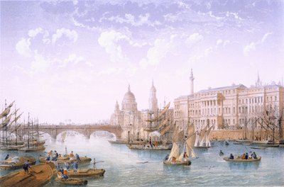 Aduana y Puente de Londres, 1862 de Achille Louis Martinet