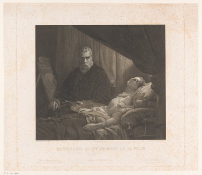 Il Tintoretto retrata a su hija en su lecho de muerte Le Tintoret au lit de mort de sa fille (título sobre objeto) de Achille Louis Martinet