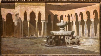 El Patio de los Leones de la Alhambra (óleo sobre lienzo) de Achille Zo