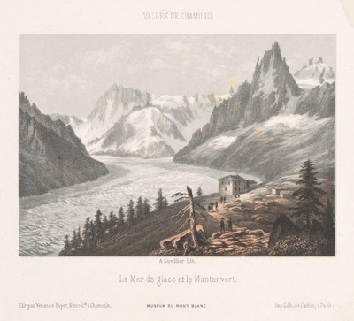 Vista de Le Chapeau cerca del glaciar Mer-de-Glace
Le Chapeau (título en el objeto)
Memoria de Chamonix-Mont-Blanc (título de la serie)
Museum du Mont-Blanc (título de la serie en el objeto) de Ad. Cuvillier