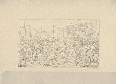 Batalla en Baltimore, 19 de abril de 1861 de Grabados de la Guerra Confederada, 1861-63 de Adalbert John Volck