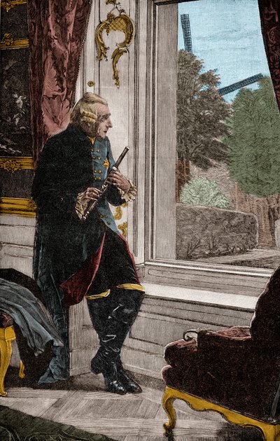 El rey a la flauta - FREDERICK II (1712-1786) Conocido como Federico el Grande Rey de Prusia de Adalbert von (after) Roessler