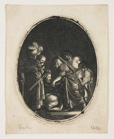 Salomé recibiendo la cabeza de San Juan, grabado por Hendrik Goudt de Adam (after) Elsheimer