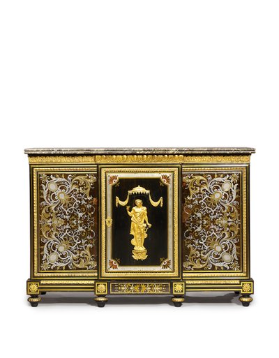 Gabinete lateral de Luis XVI, encargado por el Marchand-Mercier Claude-Francois Julliot, incorporando paneles de marquetería de Luis XIV, c.1775-1800 de Adam (attr. to) Weisweiler
