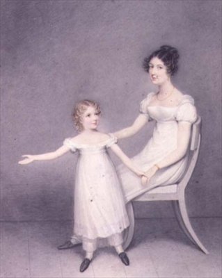 Lady Louth, hija del 13º Barón Dunsany, con su hija de Adam Buck