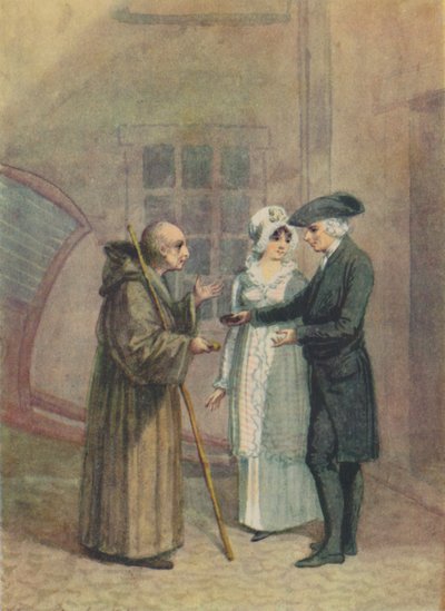 Yorik, el Monje y Madame L- en el patio de la posada en Calais, c1760s, 1942 de Adam Buck