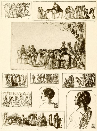Danzas circulares, estudios de cabezas y grupos de figuras de Adam Elsheimer