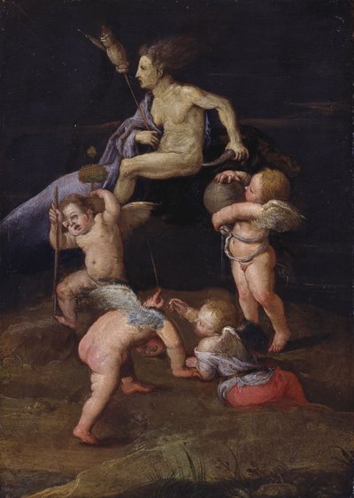 Bruja montada de espaldas sobre una cabra de Adam Elsheimer