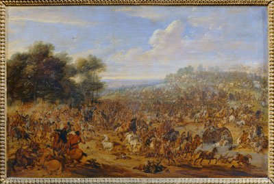 Batalla cerca de un puente ... de Adam Frans van der (circle of) Meulen