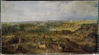 Vista de la ciudad de Luxemburgo desde los baños de Mansfeld ... de Adam Frans van der (circle of) Meulen
