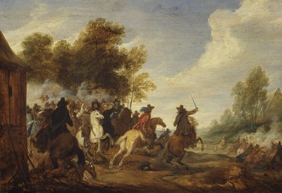 Un enfrentamiento de caballería de Adam Frans van der Meulen