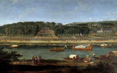 Vista del castillo de Saint Cloud con la galería real en el Sena de Adam Frans van der Meulen
