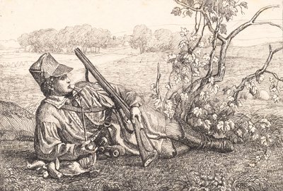 Paisaje con un cazador descansando de Adam Müller