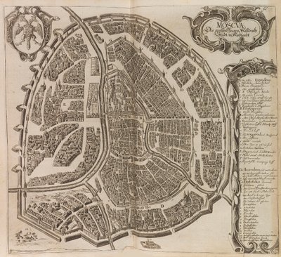 Mapa de Moscú. De: Vermehrte Newe Beschreibung der Muscowitischen..., 1656 de Adam Olearius