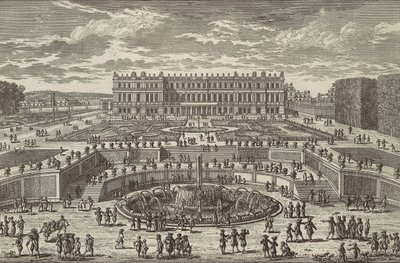 Veue du chasteau de Versailles, fachada del jardín, 1680s de Adam Perelle