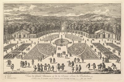 Vista del Gran Parterre y de la Media Luna de Richelieu, siglo XVII de Adam Perelle