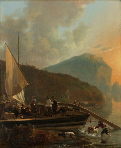 Paisaje fluvial a la italiana
Una barca en la orilla de un río de Adam Pijnacker