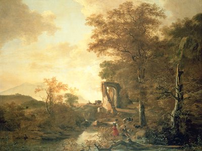 Paisaje con puerta arqueada, c.1654 (óleo sobre lienzo) de Adam Pynacker