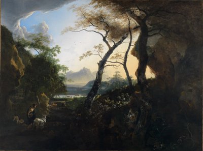 Paisaje forestal con pastores de Adam Pynacker
