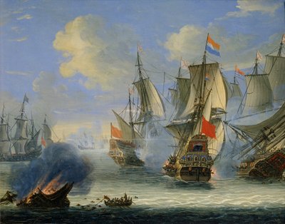 Una batalla naval, finales del siglo XVII o XVIII de Adam Silo