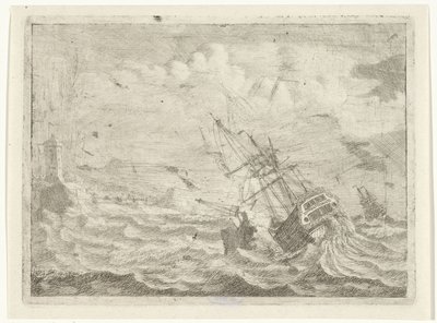 Seascape con barco en apuros de Adam Silo