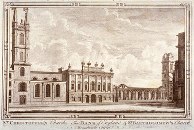Banco de Inglaterra, St Christopher-le-Stocks y St Bartholomew-by-the-Exchange, Londres, c1775 de Adam Smith