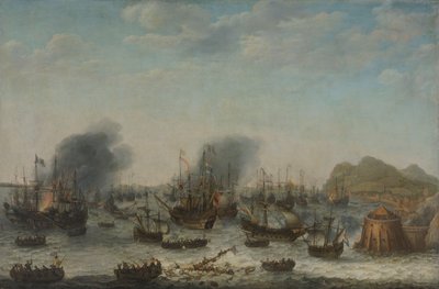 La derrota de los españoles en Gibraltar por una flota holandesa al mando del almirante Jacob van Heemskerck, 25 de abril de 1607 de Adam Willaerts (signed by artist)
