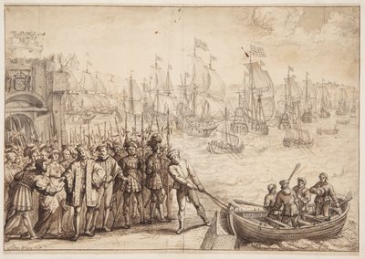 Cristián II deja Copenhague en 1523 de Adam Willaerts