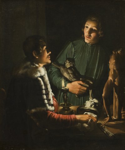 Dos escultores en la noche en Roma. Doble retrato de Francois Duquesnoy y Georg Petel de Adam de Coster