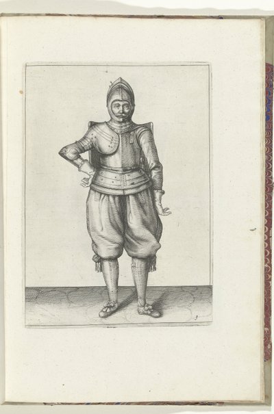 El taladro con la diana y el estoque: el soldado en reposo con la diana a la espalda (n.º 1), 1618 El Nassausche Wapen-Handelinge, van Schilt, Spies, Rappier and the Targe: más allá de figuerlick representado, y enmarcado según el nuevo orden [de] (...) Ma de Adam van Breen