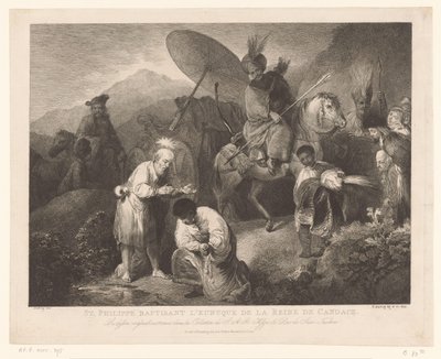 De doop van de kamerling puerta Philippus San Felipe bautizando al eunuco de la Reina de Candace (título sobre objeto) de Adam von Bartsch