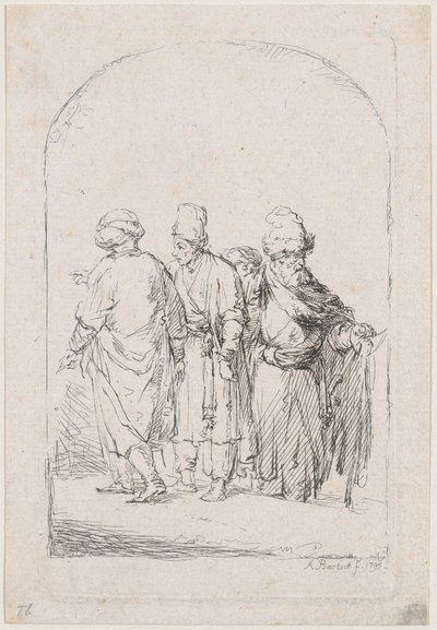 Grupo de cuatro hombres de pie con traje oriental, 1795 de Adam von Bartsch