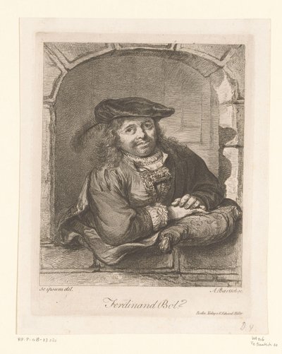 Retrato de Ferdinand Bol en una ventana de Adam von Bartsch