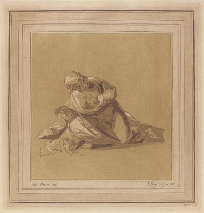 Un apóstol agachado (San Pedro) de Adam von Bartsch, after a drawing formerly attributed to Albrecht Dürer