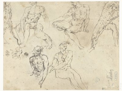 Estudios de hombres desnudos sentados, los Ignudi de Adamo Scultori