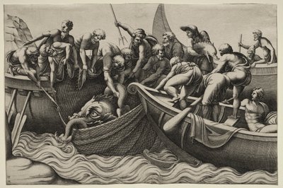 La captura de peces monstruosos de Adamo Scultori