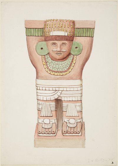Cariátide de la cámara exterior, Templo A, templo del juego de pelota, Chichén Itzá, México de Adela Breton