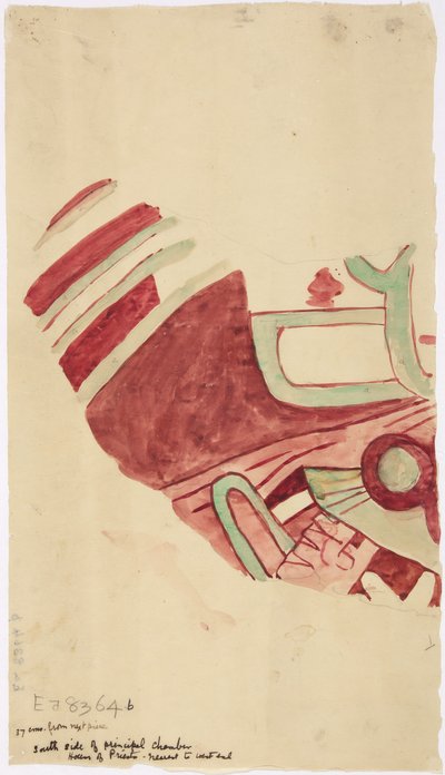 Copia de un fragmento de una pintura mural de Teotihuacán, Estado de México de Adela Breton