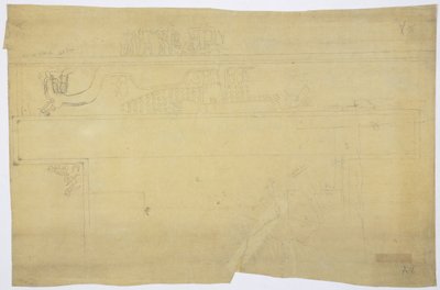 Copia de un calco de una pintura mural sobre la puerta, Templo Superior de los Jaguares, Chichén Itzá, México, 