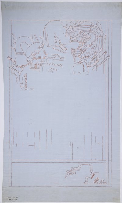 Copia de una pintura mural de la Pared Este, Templo Superior de los Jaguares, Chichen Itzá, México de Adela Breton